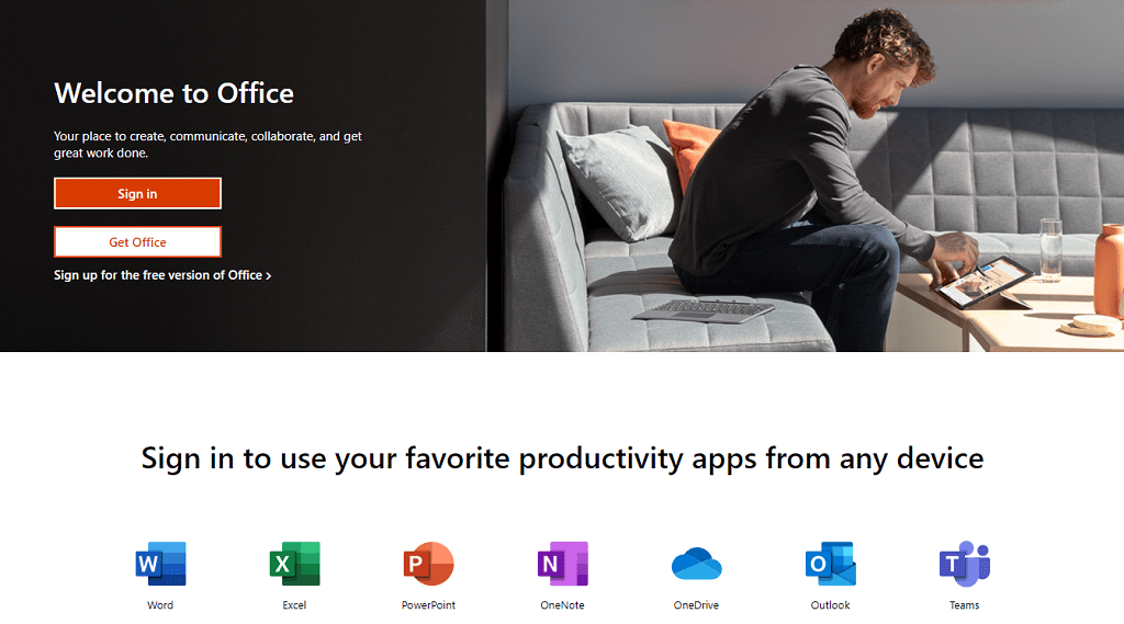 screen capture of Microsoft's homepage to show their unique selling proposition 