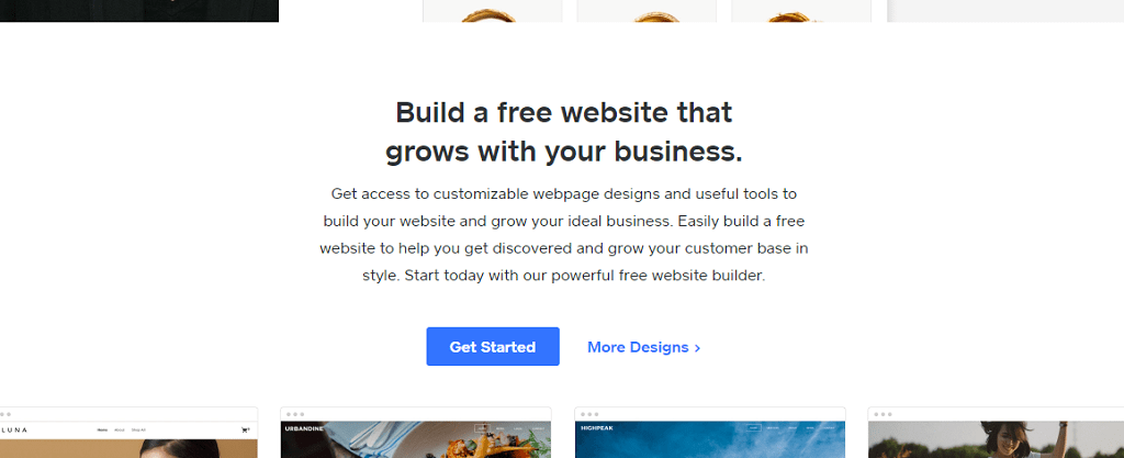 screen capture of Weebly's homepage to show their unique selling proposition 